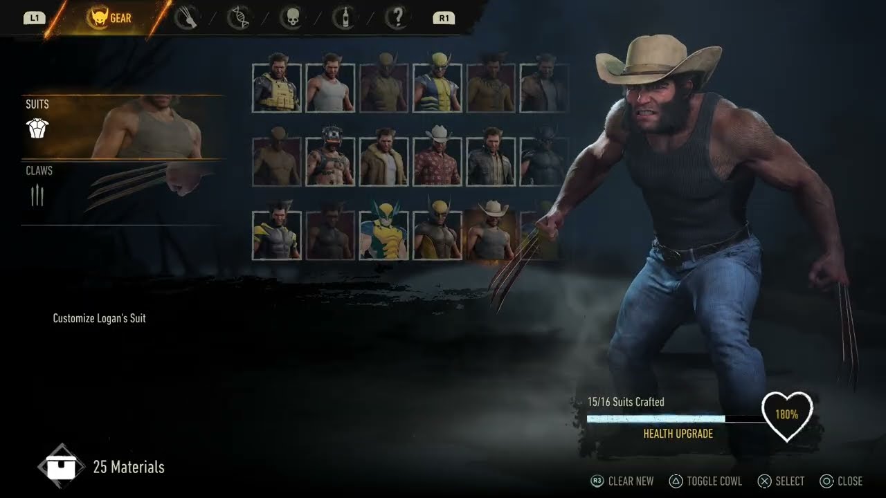 Marvel’s Wolverine – Way Down Low: Craft Suits with 1375 Materials: Animated, Marvel Tokon etc
