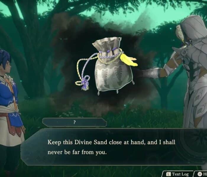 Fire Emblem: Fortune’s Weave – Part 1 Cai’s Path Chapter 1: Eshmel Gives Cai Devine Sand Cutscene