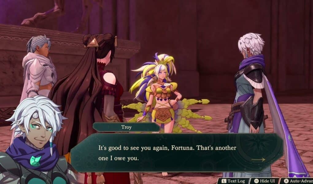 Fire Emblem: Fortune’s Weave – Prologue Chapter 2: Talk with Fortuna | Gives Eshmel Devine Sand