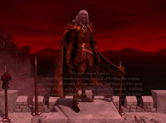 Fire Emblem: Fortune’s Weave – Prologue Chapter 2: Examine Cai, Dietrich, Theodora and Leda Statues