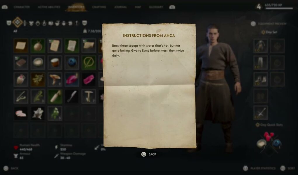 The Blood of Dawnwalker – Withering Away: Read The Recipe From Anca (Brew 3 Scoops with Hot Water)
