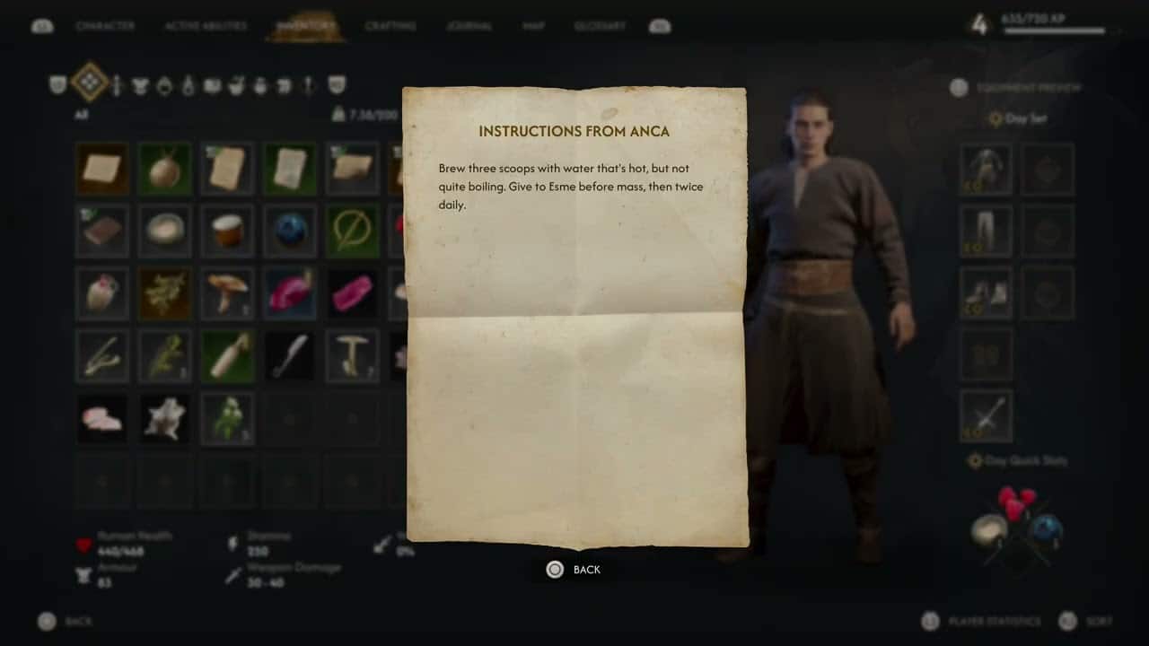 The Blood of Dawnwalker – Withering Away: Read The Recipe From Anca (Brew 3 Scoops with Hot Water)