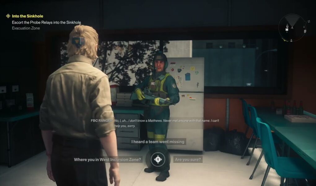 Control Resonant – Central: Talk with Matthews at Field Office “Did You Abandon Your Team?” Tell Zoe