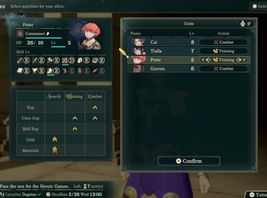 Fire Emblem: Fortune’s Weave – Part 1 Cai’s Path Chapter 3: Skip Ahead: Auto Activities Gameplay