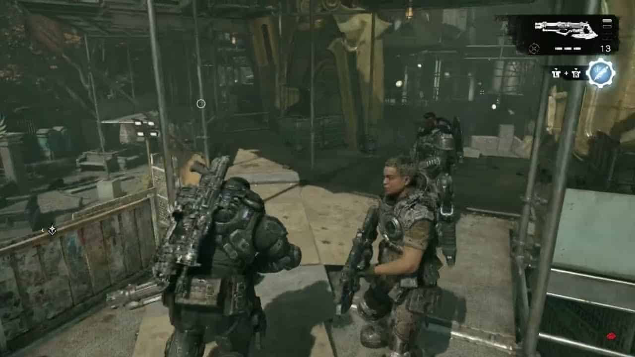 Gears of War: E Day – Act 2 Chapter 3: Plaza: Ink Covered Wrench Longshot and Gut Puncher Mods