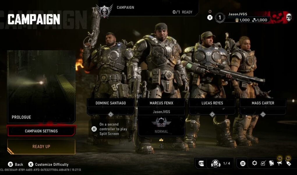 Gears of War: E Day – Profile Customization (Icon, Title, Emblem) – Xbox Series X Default Settings