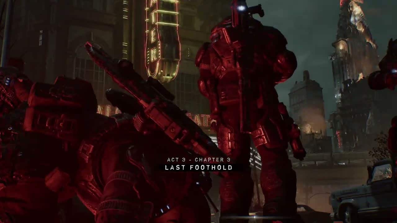 Gears of War: E Day – Act 3 Chapter 3: Downtown Kalona: Lucas Reyes “Comms Are Dead” Cutscene