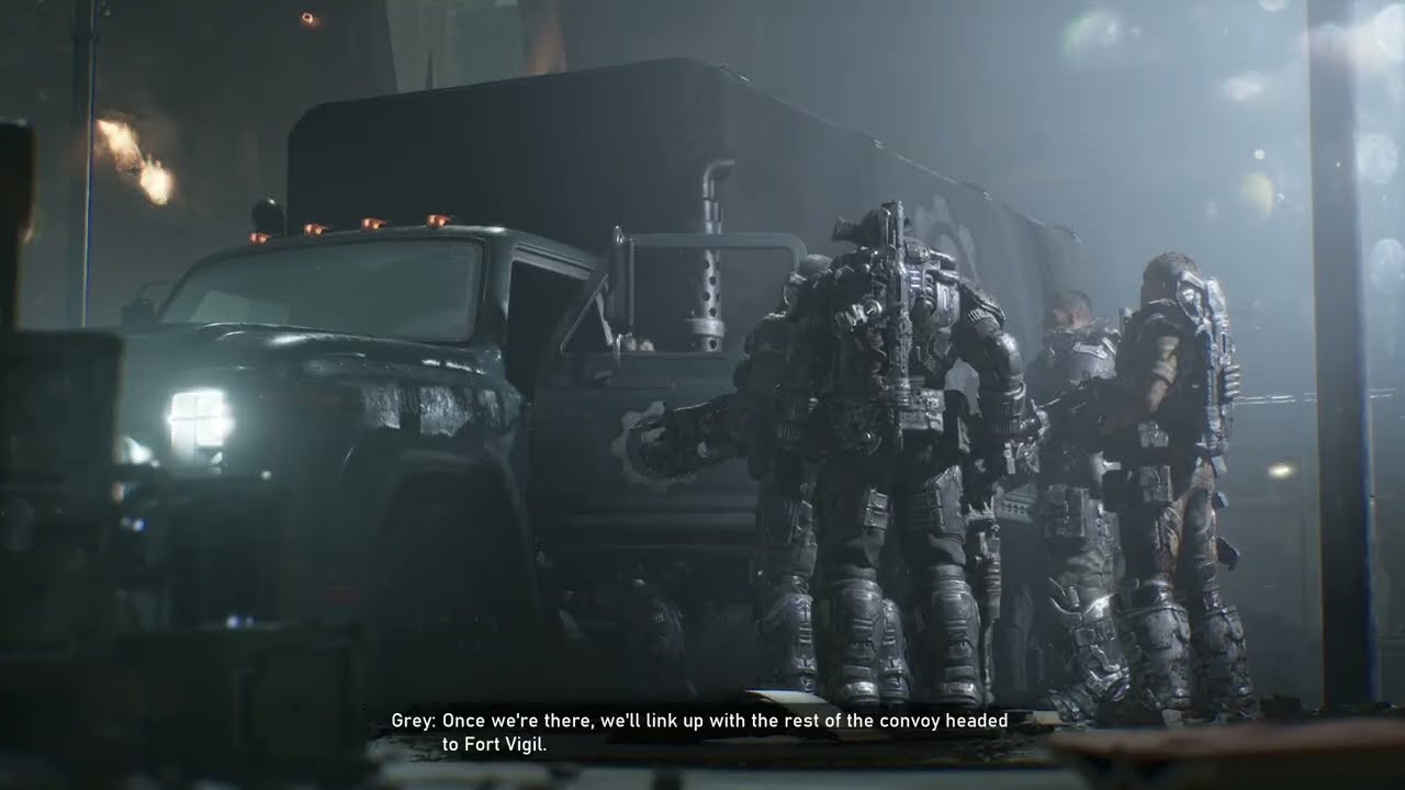 Gears of War: E Day – Act 3 Chapter 3: Return To Library: Captain Grey “Reach the Stadium” Cutscene