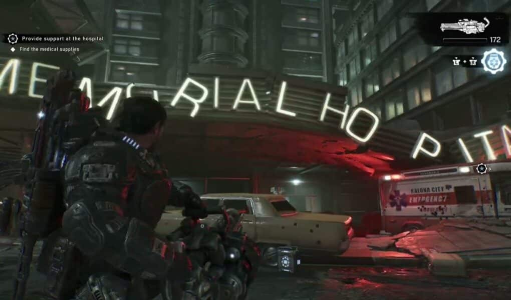 Gears of War: E Day – Act 3 Chapter 3 Slay Gorehook Drone | Landa Memorial Hospital Evacuation Order