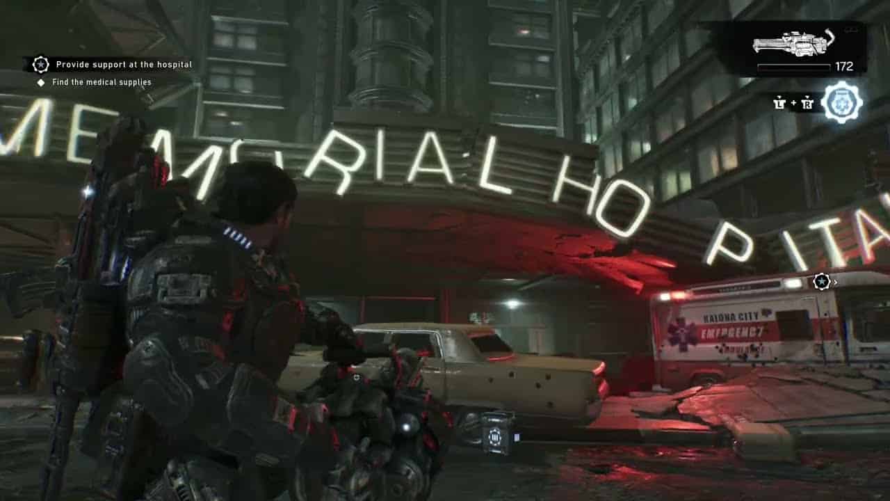 Gears of War: E Day – Act 3 Chapter 3 Slay Gorehook Drone | Landa Memorial Hospital Evacuation Order