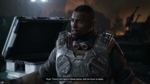 Gears of War: E Day – Act 3 Chapter 6: Meet with COG Quartermaster Russ | Brumaks Attack Cutscene