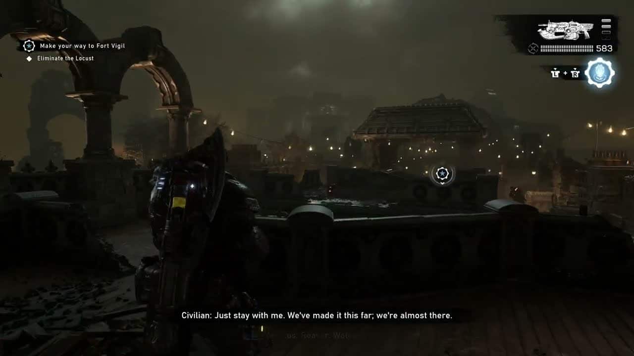 Gears of War: E Day – Act 3 Chapter 5: Escort The Civilians Through Buildings | Creepy Hotel Hall