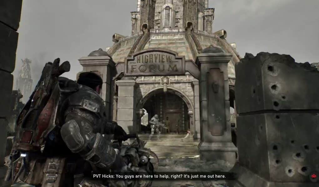 Gears of War: E Day – Act 4 Chapter 1: Clocktower Defense (Secondary Objective) Talk To Pvt Hicks