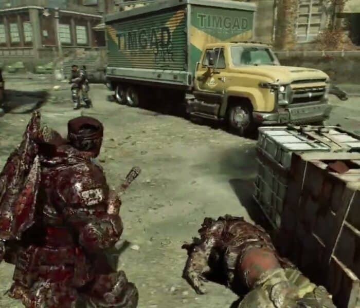 Gears of War: E Day – Act 4 Chapter 3: Secure Weapons Warehouse: Hammerburst Mod, Eliminate Locusts
