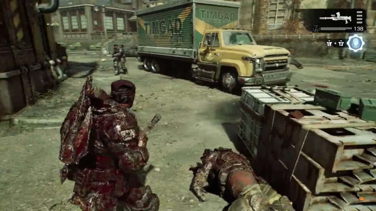 Gears of War: E Day – Act 4 Chapter 3: Secure Weapons Warehouse: Hammerburst Mod, Eliminate Locusts