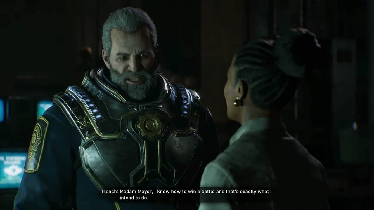 Gears of War: E Day – Act 2 Chapter 1: City Hall: Mayor Shaw Meets with Colonial Trench Cutscene