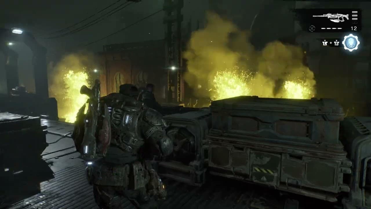 Gears of War: E Day – Act 4 Chapter 6: Jump Onto Train to Escape The Refinery Gameplay and Cutscene