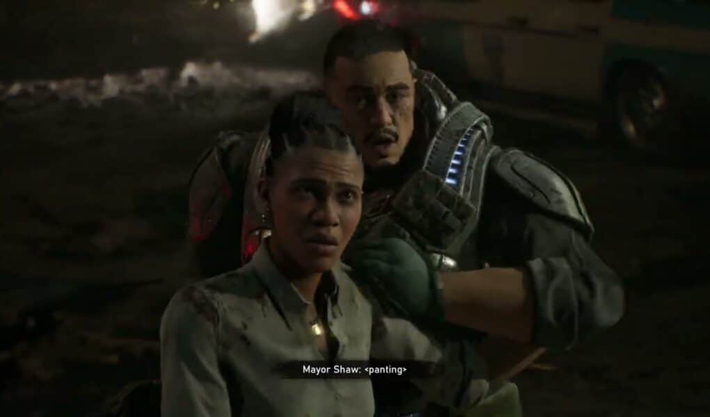 Gears of War: E Day – Act 1 Chapter 4: Kalona City Hall: Brumak Kills Shin Cutscene