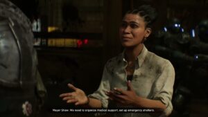 Gears of War: E Day – Act 1 Chapter 4: Follow Kai Kaliso: Mayor Isabel Shaw and Shin Intro Cutscene