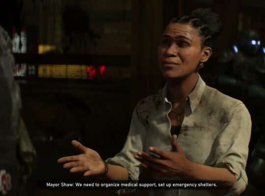 Gears of War: E Day – Act 1 Chapter 4: Follow Kai Kaliso: Mayor Isabel Shaw and Shin Intro Cutscene