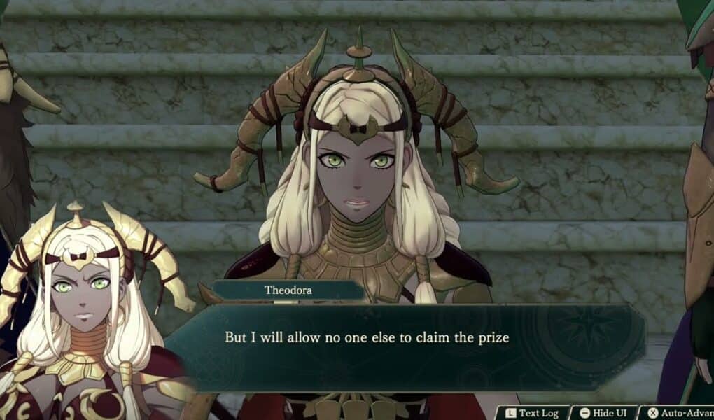 Fire Emblem: Fortune’s Weave – Cai’s Path Ch 5: Theodora and Bonaventure Discus Cai’s Match Cutscene