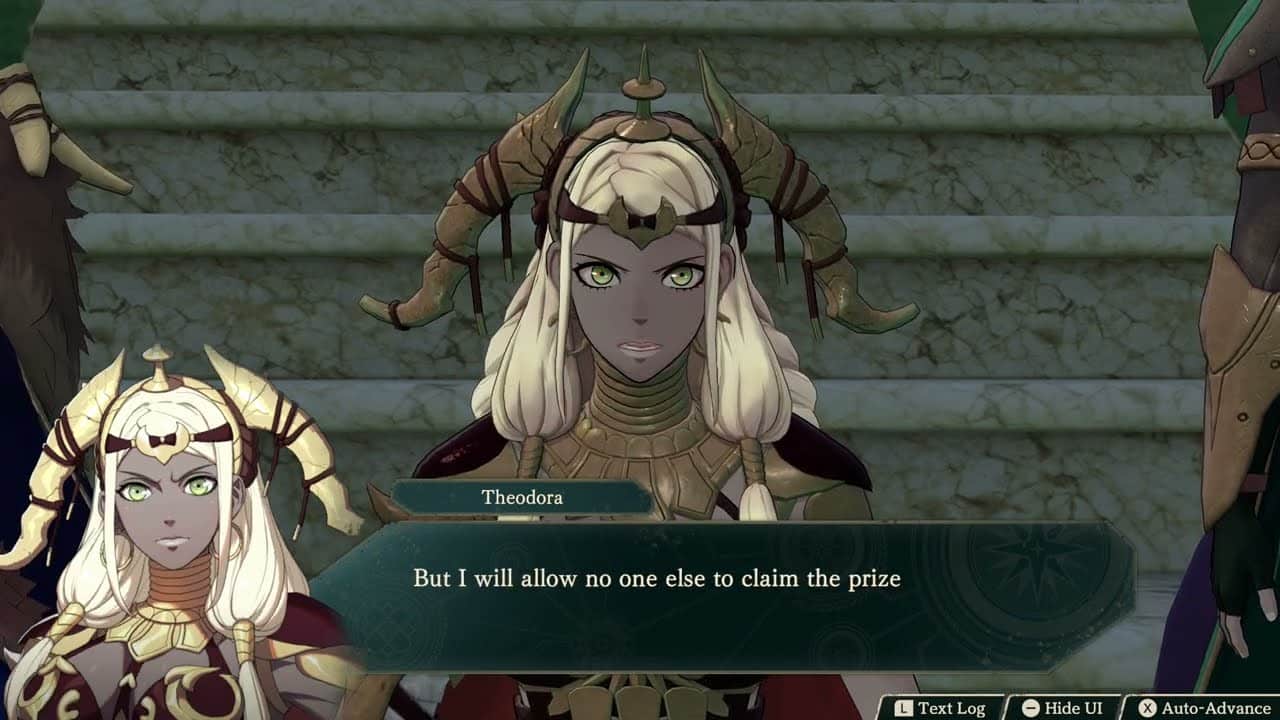 Fire Emblem: Fortune’s Weave – Cai’s Path Ch 5: Theodora and Bonaventure Discus Cai’s Match Cutscene