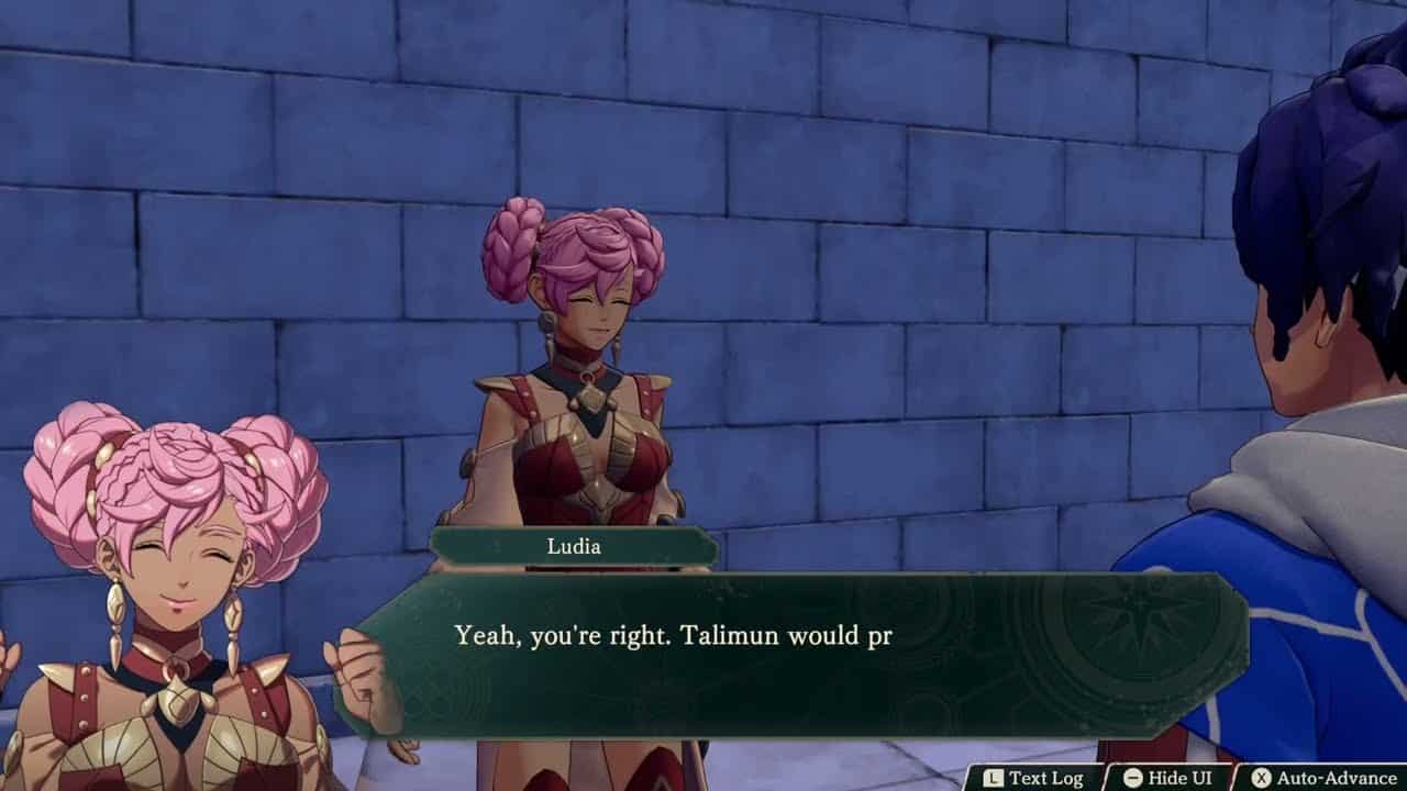 Fire Emblem: Fortune’s Weave – 1. Cai’s Path Ch 6: Talk to Ludia “Accept The Person’s Faults”