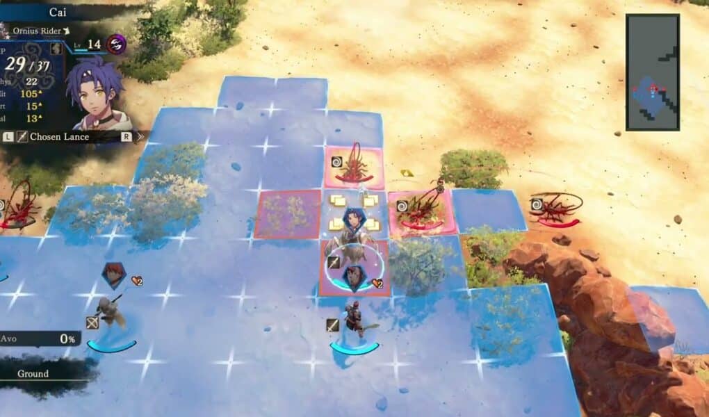 Fire Emblem: Fortune’s Weave – 1. Cai’s Path Ch 6: Klytius Plains Skirmish: Defeat All Sandbael