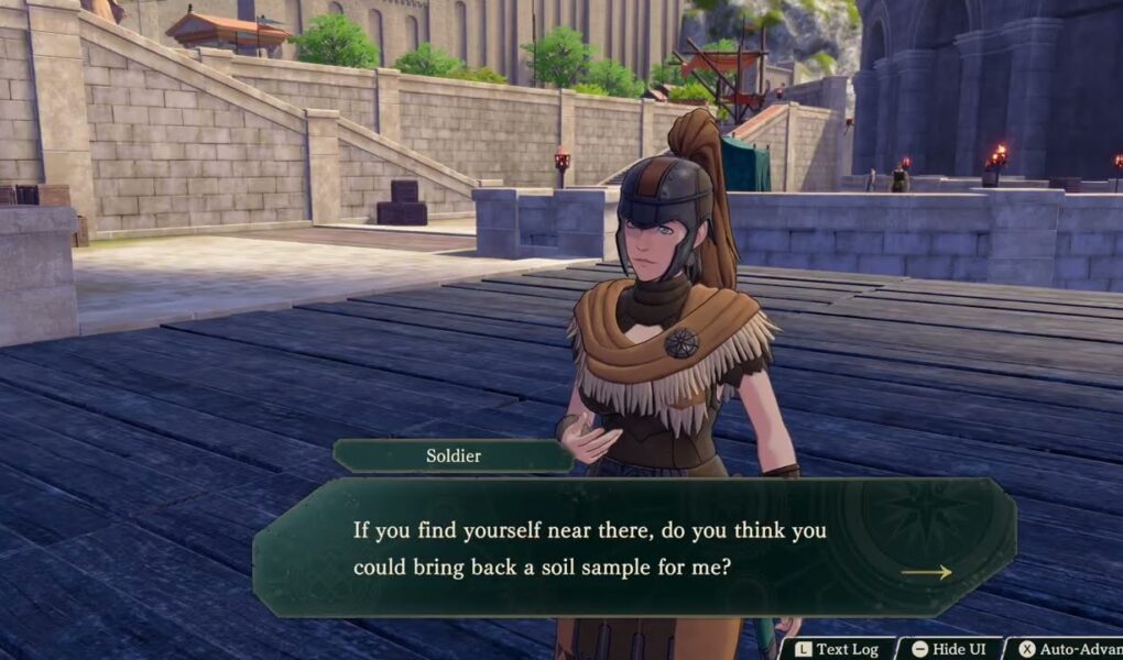 Fire Emblem: Fortune’s Weave – 1. Cai’s Path Ch 6: Turn In “Soil Survey” Quest To Female Soldier