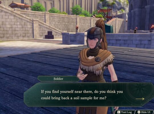 Fire Emblem: Fortune’s Weave – 1. Cai’s Path Ch 6: Turn In “Soil Survey” Quest To Female Soldier
