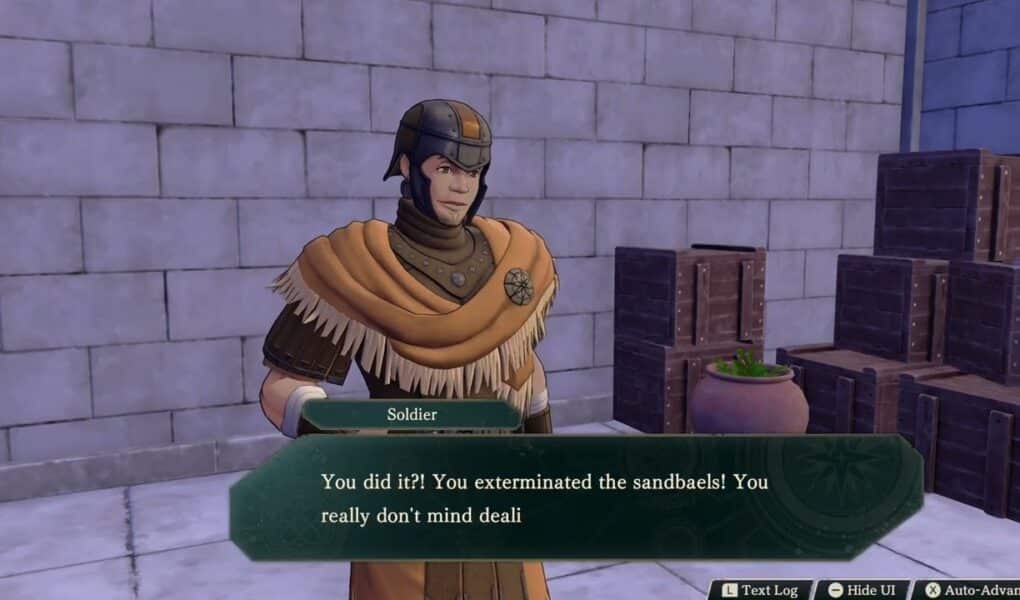 Fire Emblem: Fortune’s Weave – 1. Cai’s Path Ch 6: Turn In “Helping a Bug Hater” Quest