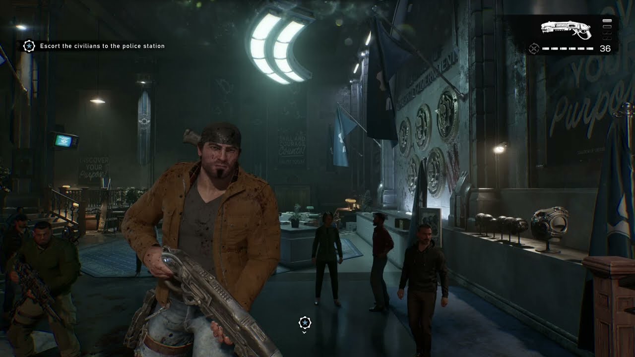 Gears of War: E Day – Act 1 Chapter 3: Escort Civilians To Police Station – Lucas Radio Cutscene