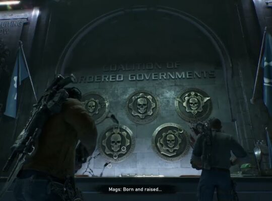 Gears of War: E Day – Act 1 Chapter 2: Look Around The Recruitment Center (Helmet, Boots, Magazine)