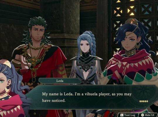 Fire Emblem: Fortune’s Weave – 1 Cai’s Path Ch 7: Cai (Ribeira Winds) Meet Leda and Talimun Cutscene