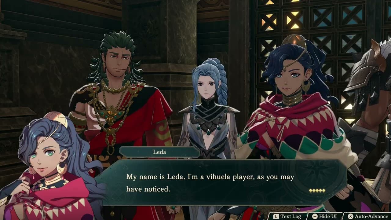 Fire Emblem: Fortune’s Weave – 1 Cai’s Path Ch 7: Cai (Ribeira Winds) Meet Leda and Talimun Cutscene