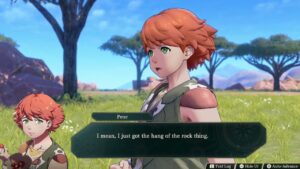 Fire Emblem: Fortune’s Weave – 1 Cai’s Path Ch 7: Support Conversation: Kai and Peter “Rock Test”