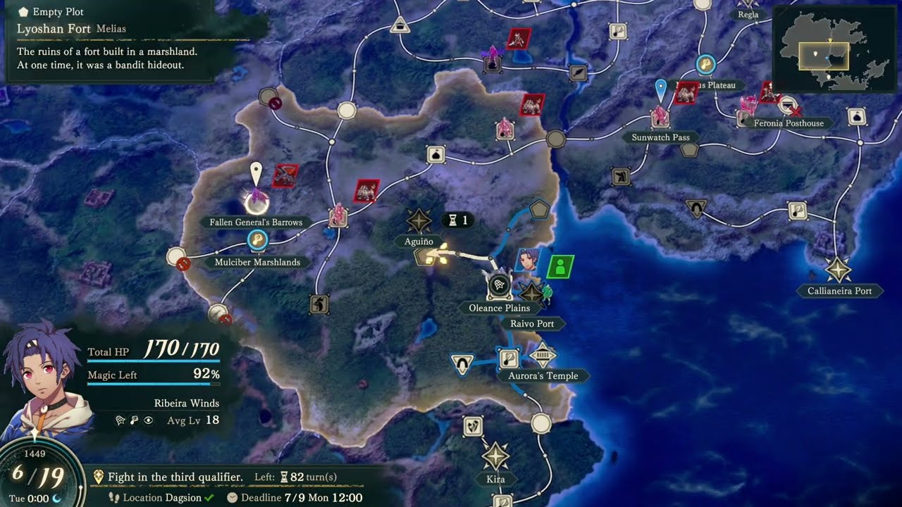 Fire Emblem: Fortune’s Weave – 1 Cai’s Path Ch 7: World Map: Reach Tritopater Corridor Gameplay