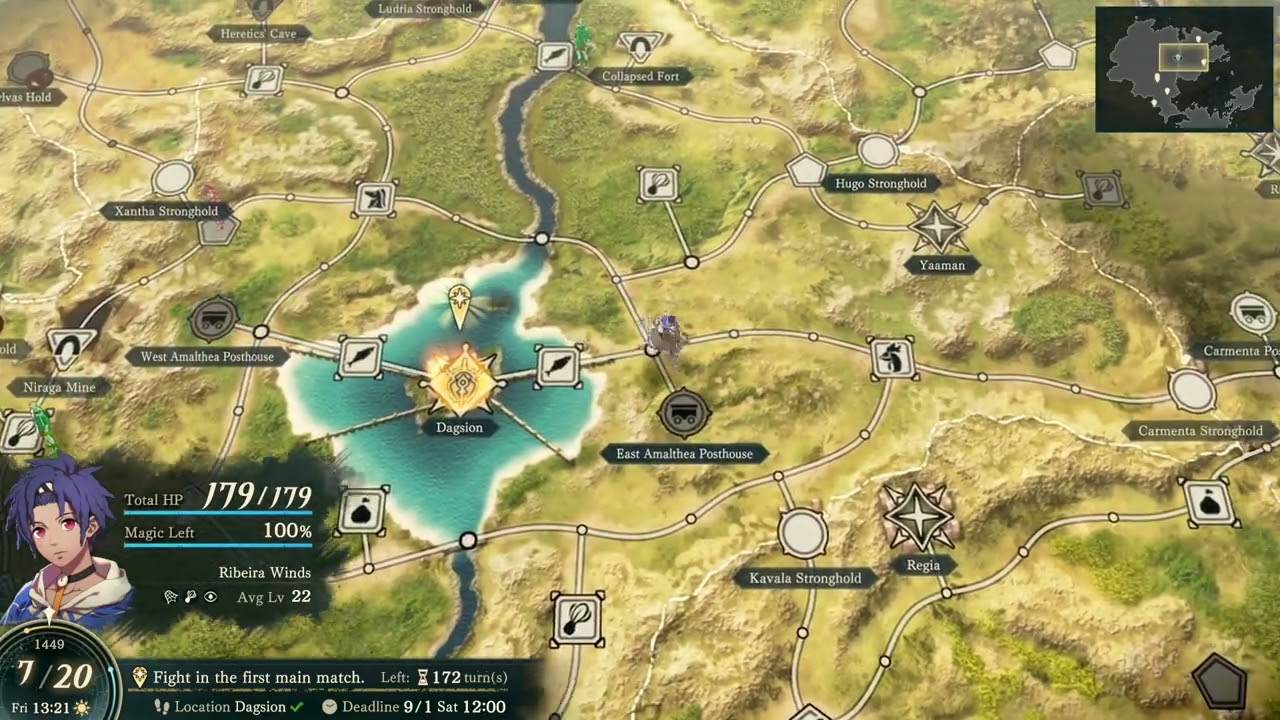 Fire Emblem: Fortune’s Weave – 1 Cai’s Path Ch 8: World Map: Posthouses – Message: Travel To Feronia