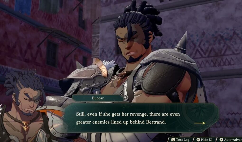 Fire Emblem: Fortune’s Weave – 1 Cai’s Path Ch 8: Talk To Buccar “Bertrand Killed Leda’s Father”