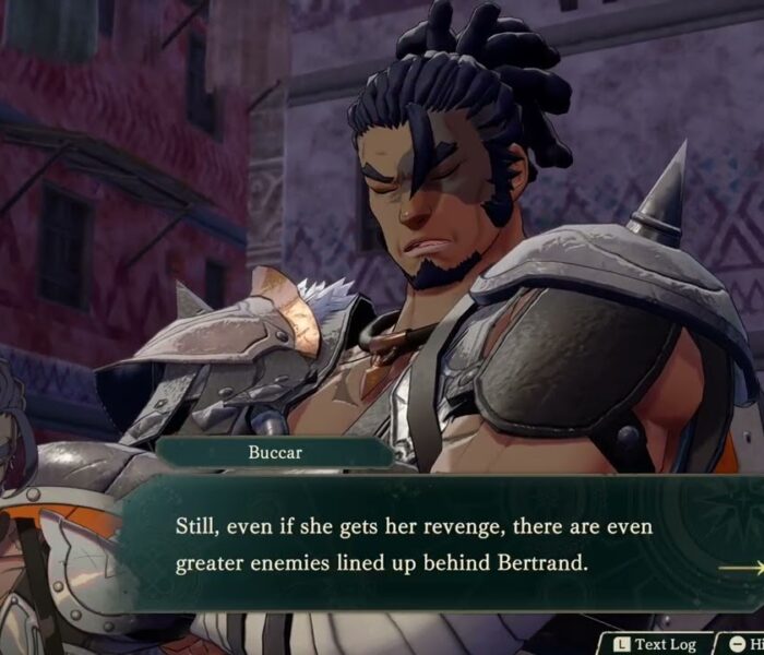 Fire Emblem: Fortune’s Weave – 1 Cai’s Path Ch 8: Talk To Buccar “Bertrand Killed Leda’s Father”