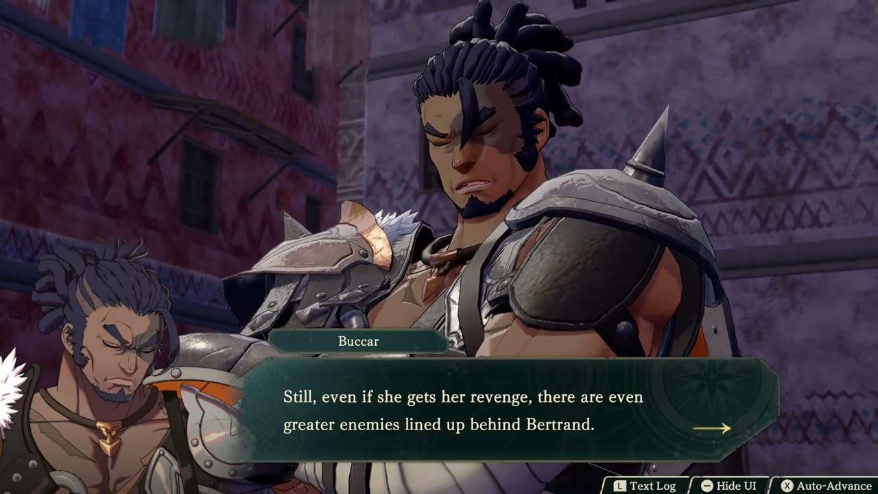 Fire Emblem: Fortune’s Weave – 1 Cai’s Path Ch 8: Talk To Buccar “Bertrand Killed Leda’s Father”