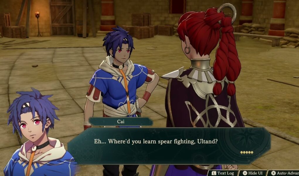 Fire Emblem: Fortune’s Weave – 1 Cai’s Path Ch 8: Support Conversation: Cai & Ultand Spear Training