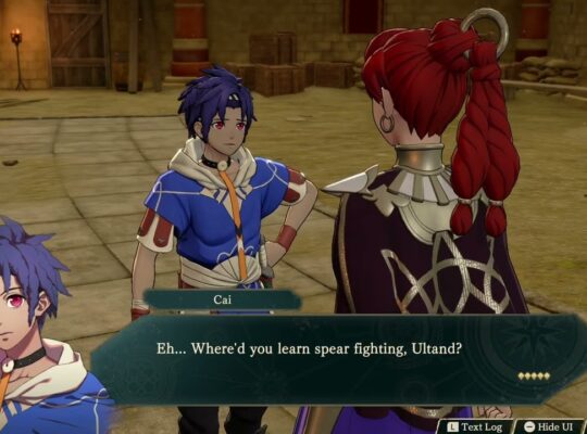 Fire Emblem: Fortune’s Weave – 1 Cai’s Path Ch 8: Support Conversation: Cai & Ultand Spear Training