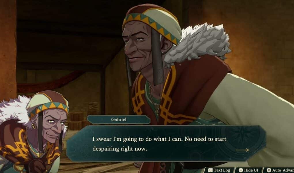 Fire Emblem: Fortune’s Weave – 1 Cai’s Path Ch 8: Gabriel Tells Cai About Caster’s Illness Cutscene
