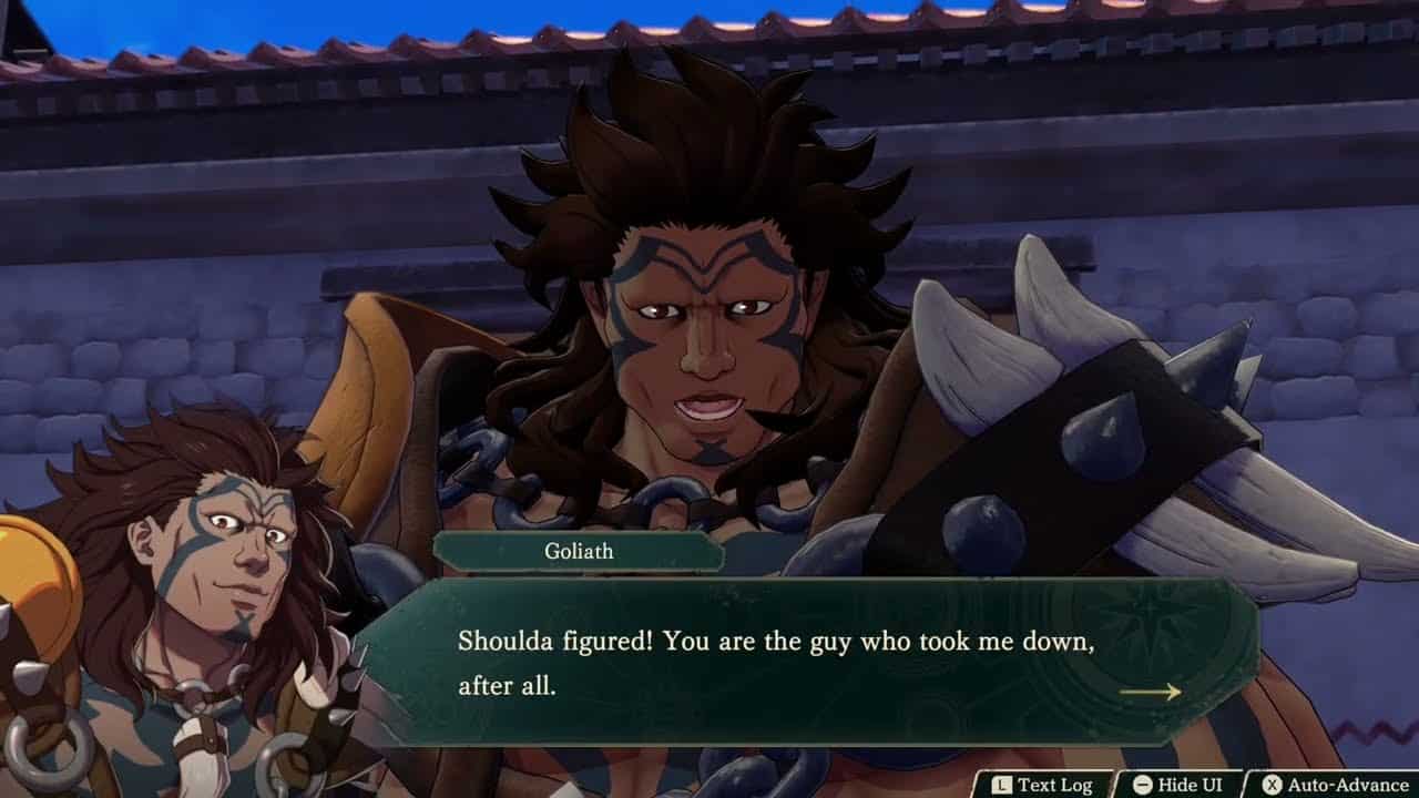 Fire Emblem: Fortune’s Weave – 1 Cai’s Path Ch 8: Support Conversation: Cai and Goliath Gameplay