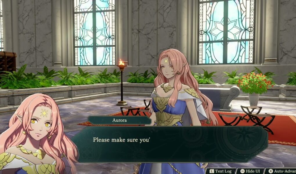 Fire Emblem: Fortune’s Weave – 1 Cai’s Path Ch 9: Talk To Aurora: Begin Free, Time Thermae Facility