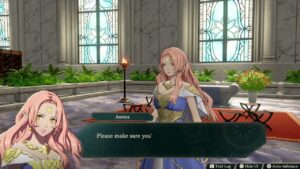 Fire Emblem: Fortune’s Weave – 1 Cai’s Path Ch 9: Talk To Aurora: Begin Free, Time Thermae Facility