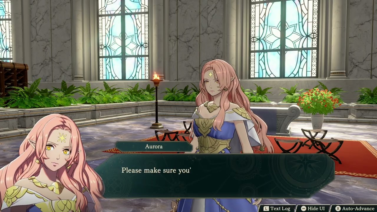 Fire Emblem: Fortune’s Weave – 1 Cai’s Path Ch 9: Talk To Aurora: Begin Free, Time Thermae Facility