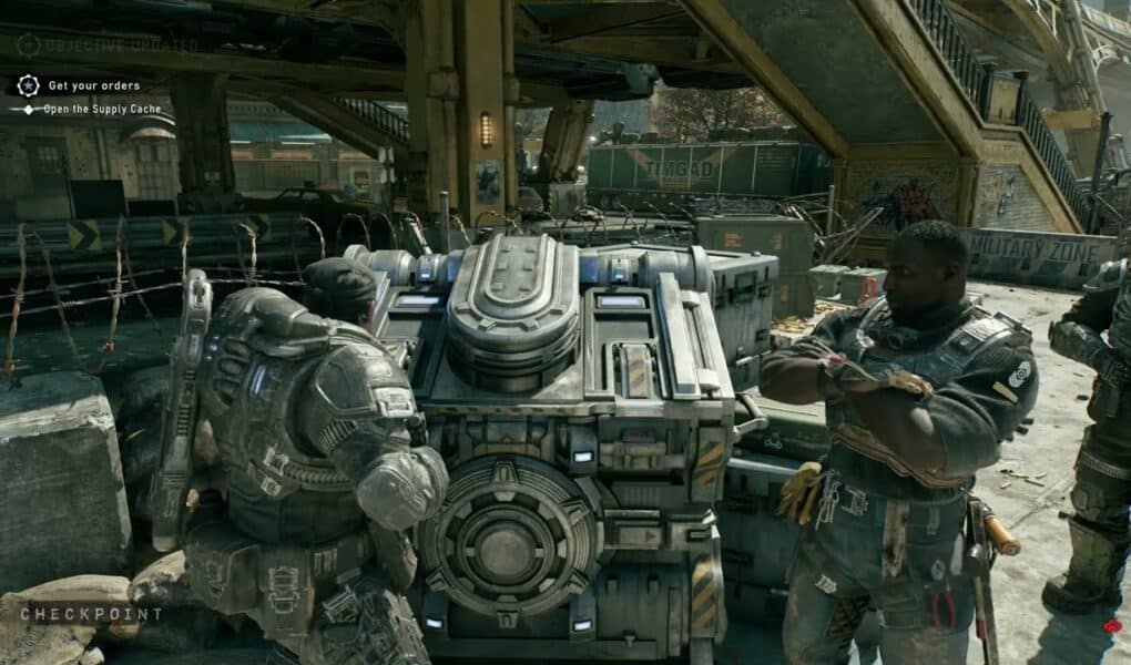 Gears of War: E Day – Act 2 Chapter 2: Supply Cache: Prototype Lancer and Gnasher – Talk with Russ