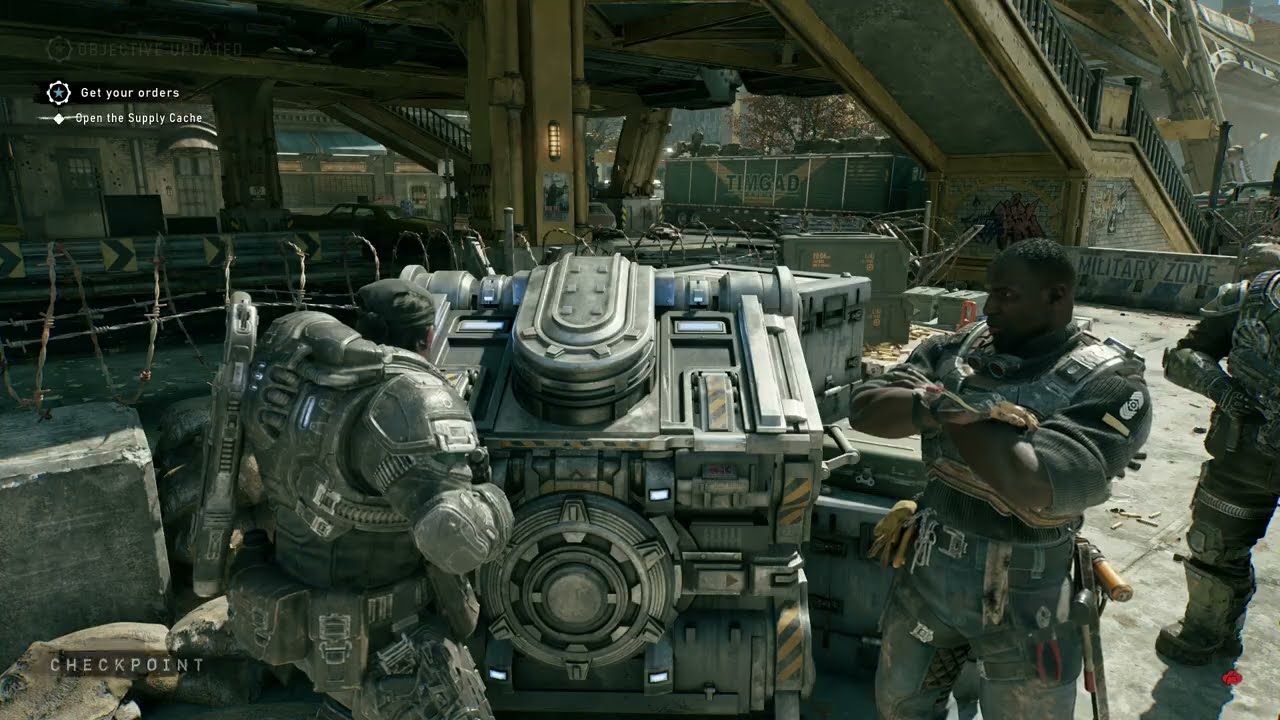 Gears of War: E Day – Act 2 Chapter 2: Supply Cache: Prototype Lancer and Gnasher – Talk with Russ